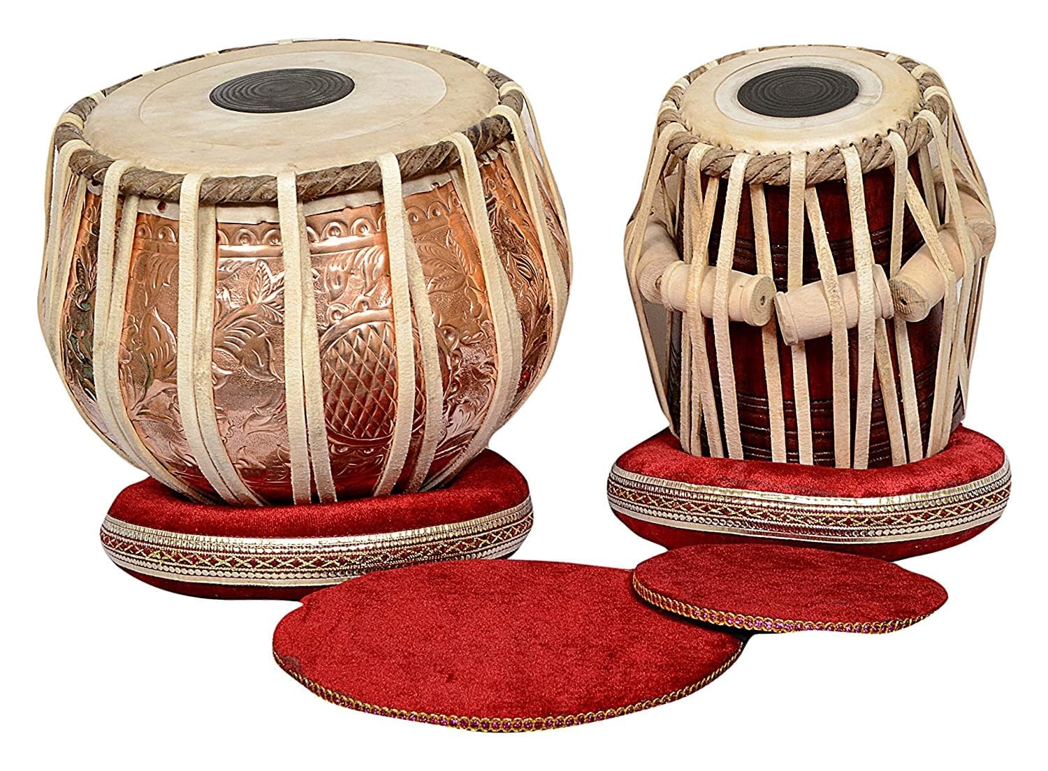 Tabla Drum Set by Devyoms Professional 3,5 kg Kupfer Bayan - Designer Carving Sheesham Tabla Dayan gepolsterte Tasche Buch Hammer Kissen Bezug Tabla Musikinstrument (PDI-CJH)