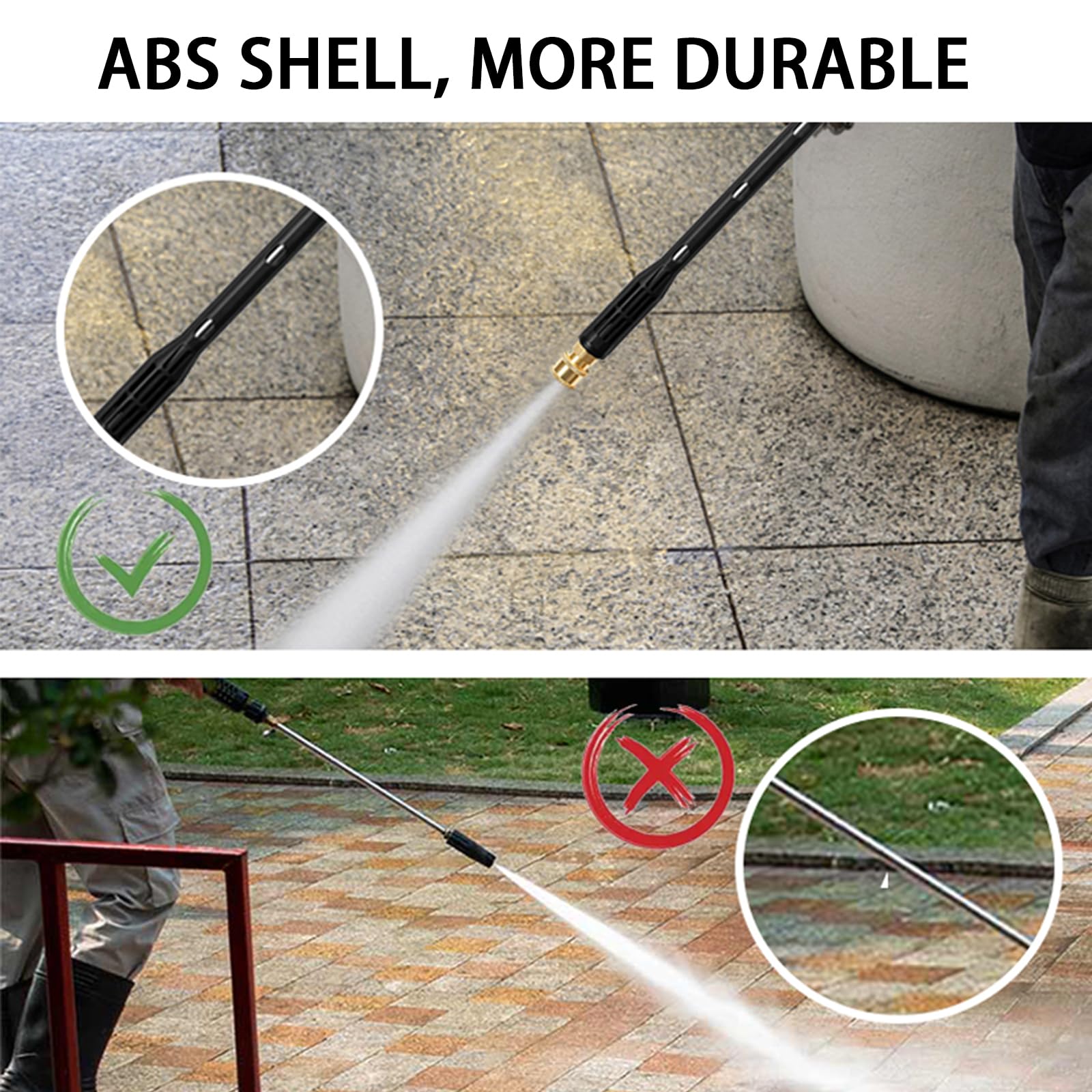 10 bacchette di estensione per idropulitrice con adattatore compatibile con Karcher K Series K2 K3 K4 K5 K6 K7, 4000 PSI strumenti di pulizia della grondaia, lancia di estensione da 1/4 di pollice a