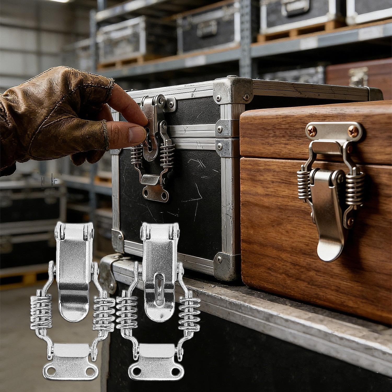 2Pcs/Set Heavy Duty Stainless Steel 304 Spring Hasp Toolbox Toggle Latches Lock Suitcase Buckle Hinges Furniture Hardware Accessories (Silver, 7x3.6cm)