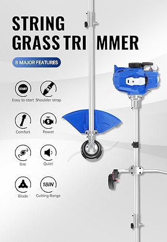 Miniatura 3 de WILD BADGER POWER 52cc Weed EaterWacker Gas Powered, 3 in 1 String TrimmerEdger 18'' with 10'' Brush Cutter,Rubber Handle & Shoulder Strap Included