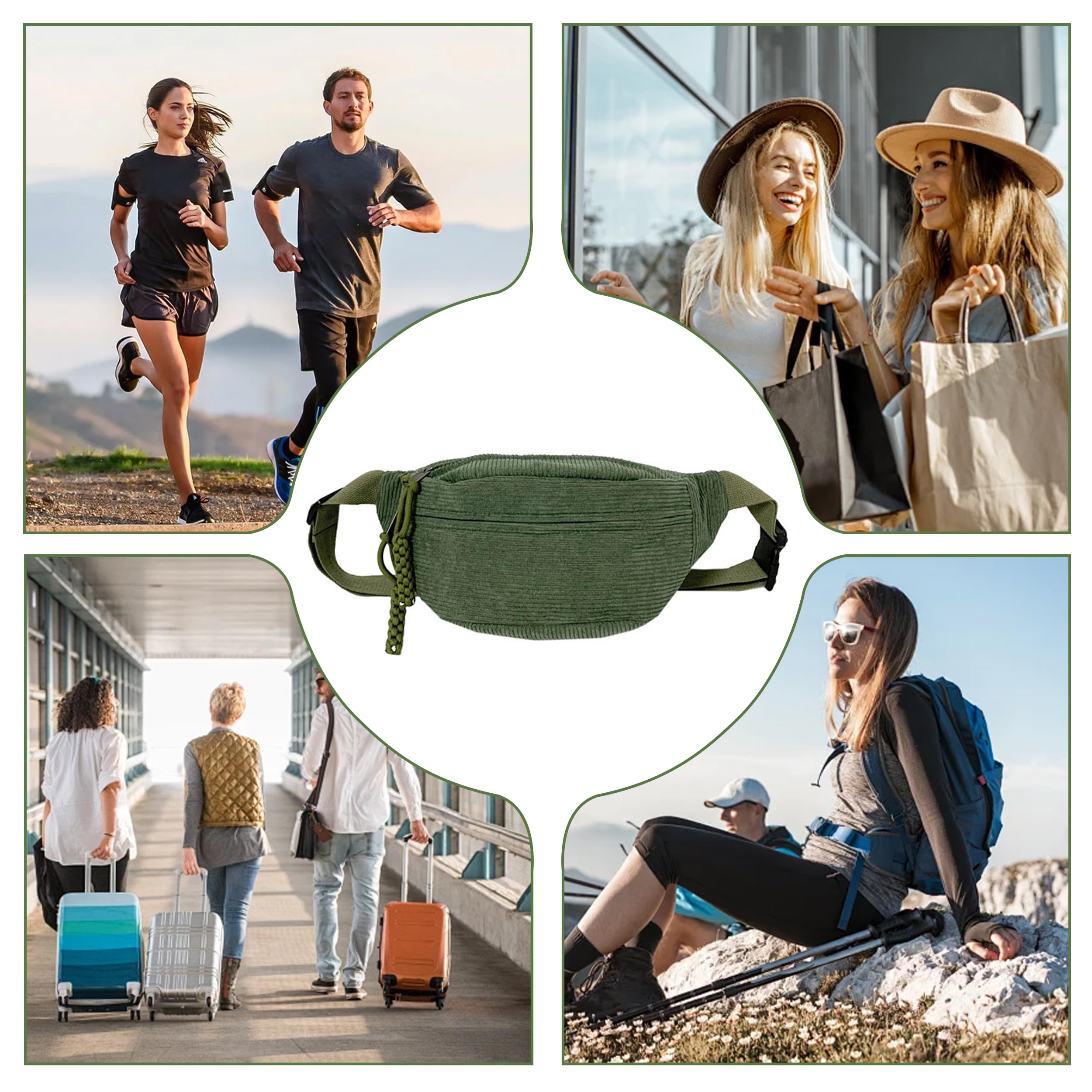 Damska nerka ze sznurka, torba na ramię damska 34 × 15 cm, torebka na pasek, torebka biodrowa, damska mała, z paskiem na ramię, regulowana, stylowa i praktyczna torba na brzuch na luźne wycieczki