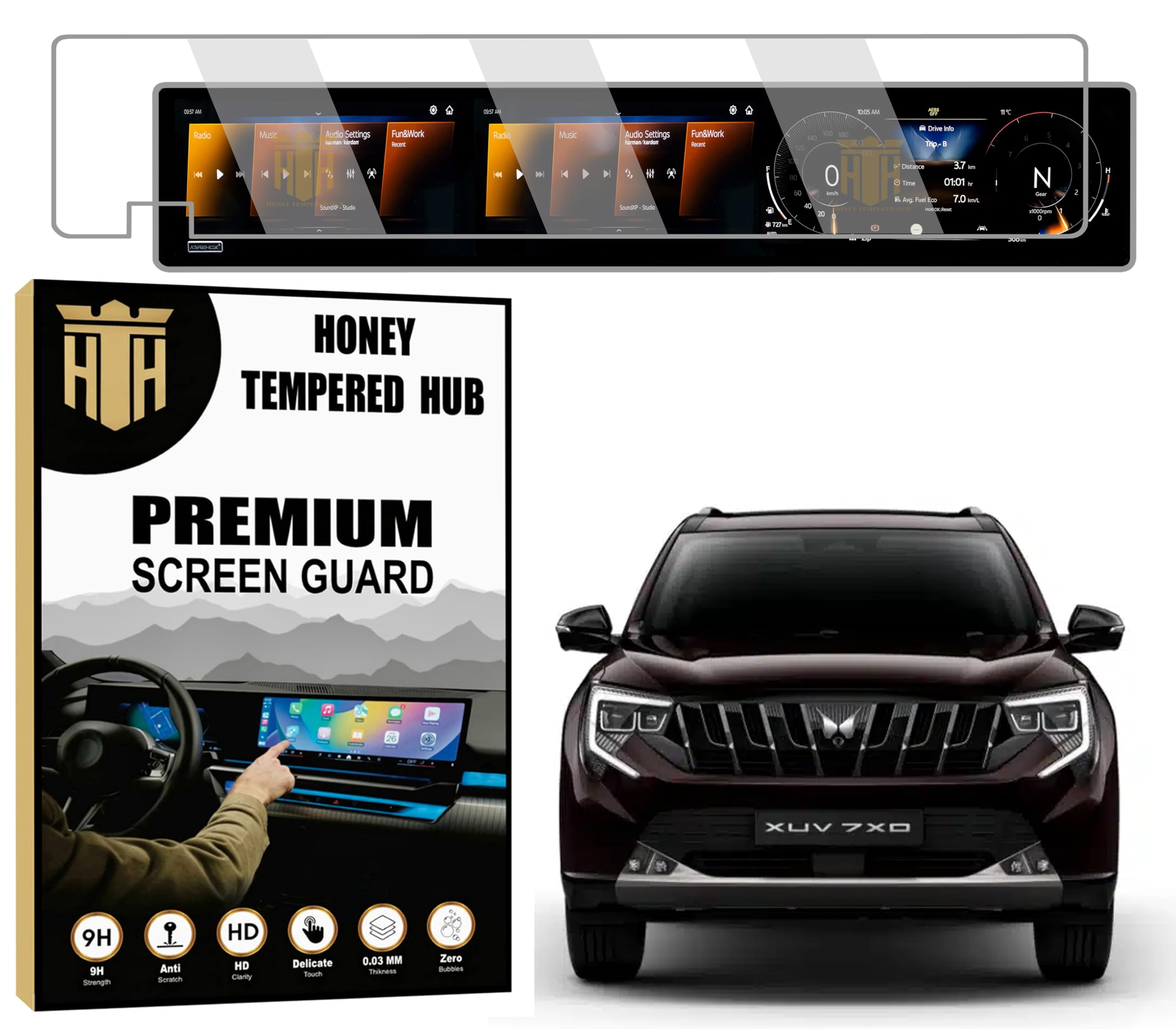 Glossy Screen Guard Combo For NEW MAHINDRA XUV 7XO 2026 / FULL TOUCHSCREEN INFOTAINMENT GUARD / Anti Scratch / Anti Fingerprint / Xuv7xo2026 Car Display Accessories [Not Tempered Glass]-image-4