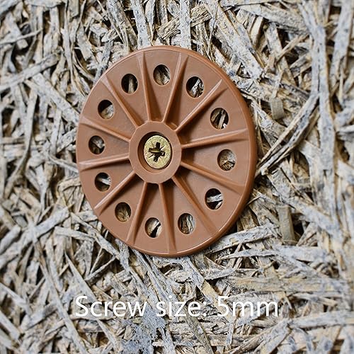 Miniatura 4 de Arandelas reforzadas de fibra de vidrio y 30% de 2.362in para fijar tablas de aislamiento rígidas, color marrón, 100 unidades