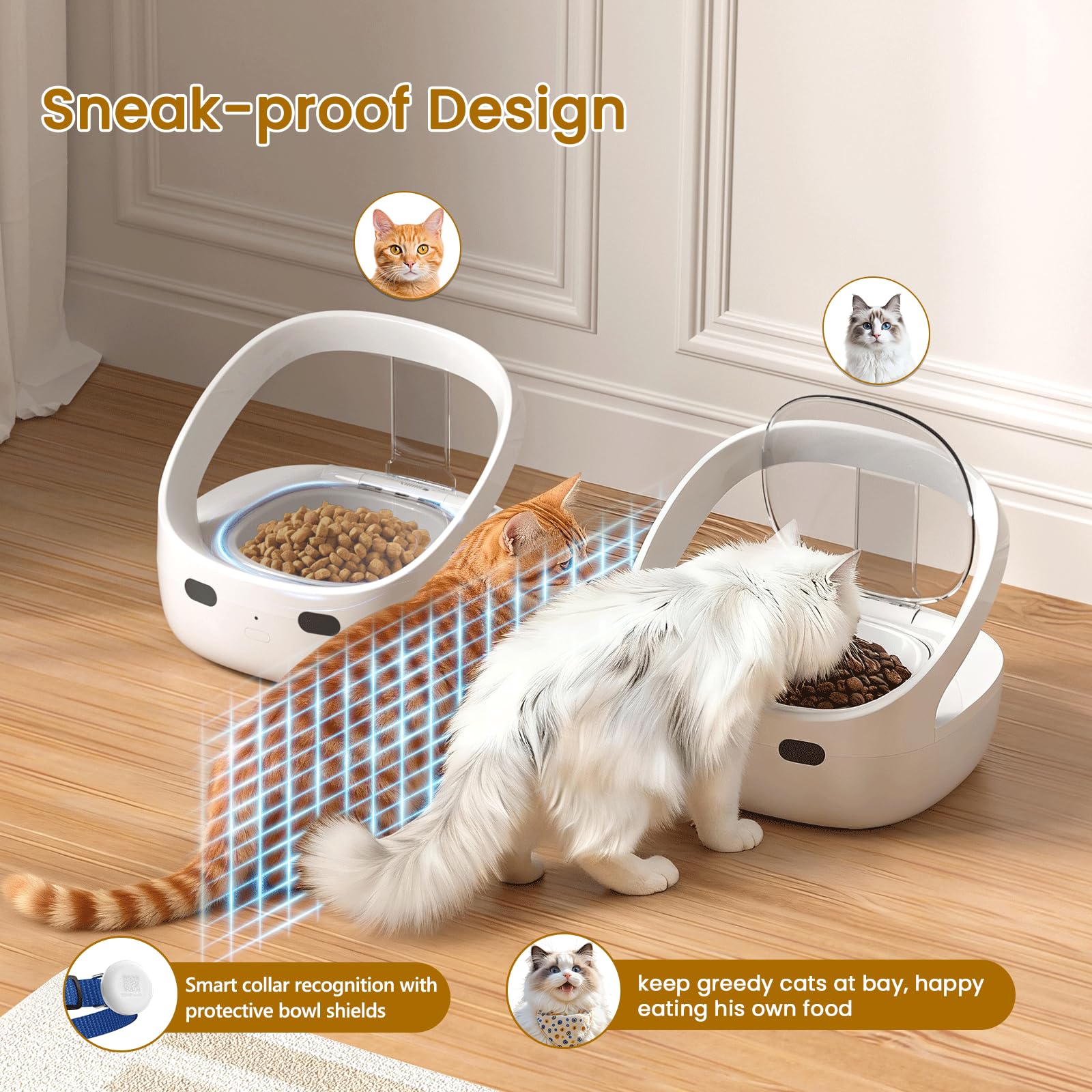Collar-Activated Automatic Cat Feeder with Personalized Meal Access, Prevents Food Stealing, Portion Control Feeding System for Multi-Cat Homes — view 3