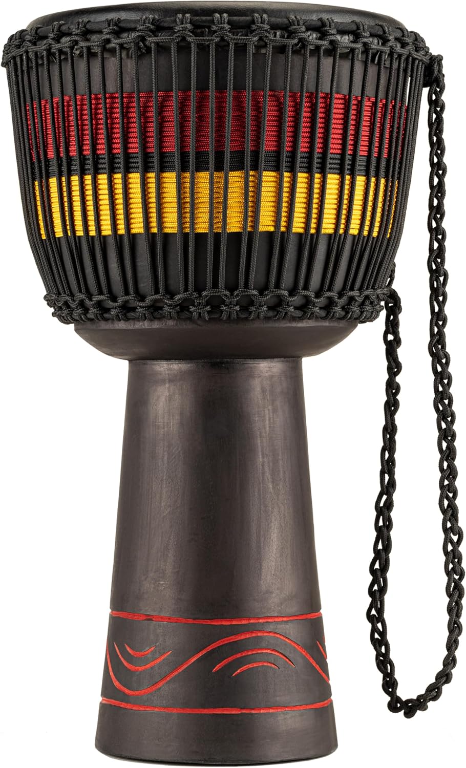 Meinl Percussion ADJ7-XL African Style Fire Rhythm Series Rope Tuned 13" Wood Djembe, Black