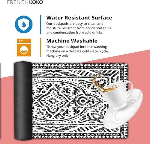 Miniatura 6 de French KOKO Tapete de escritorio grande, tapete grande para mouse, bonitos accesorios de escritorio, artículos esenciales de escritorio para el