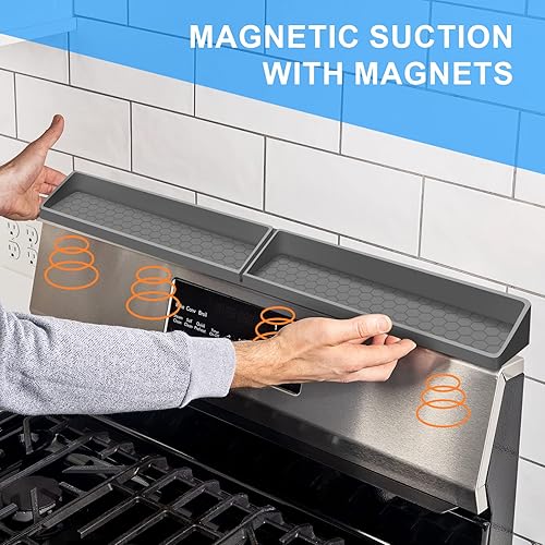 Miniatura 6 de IJIAMY Estante superior para estufa de 30 pulgadas, estante magnético de material de silicona para la estufa, 30 pulgadas de longitud magnético para