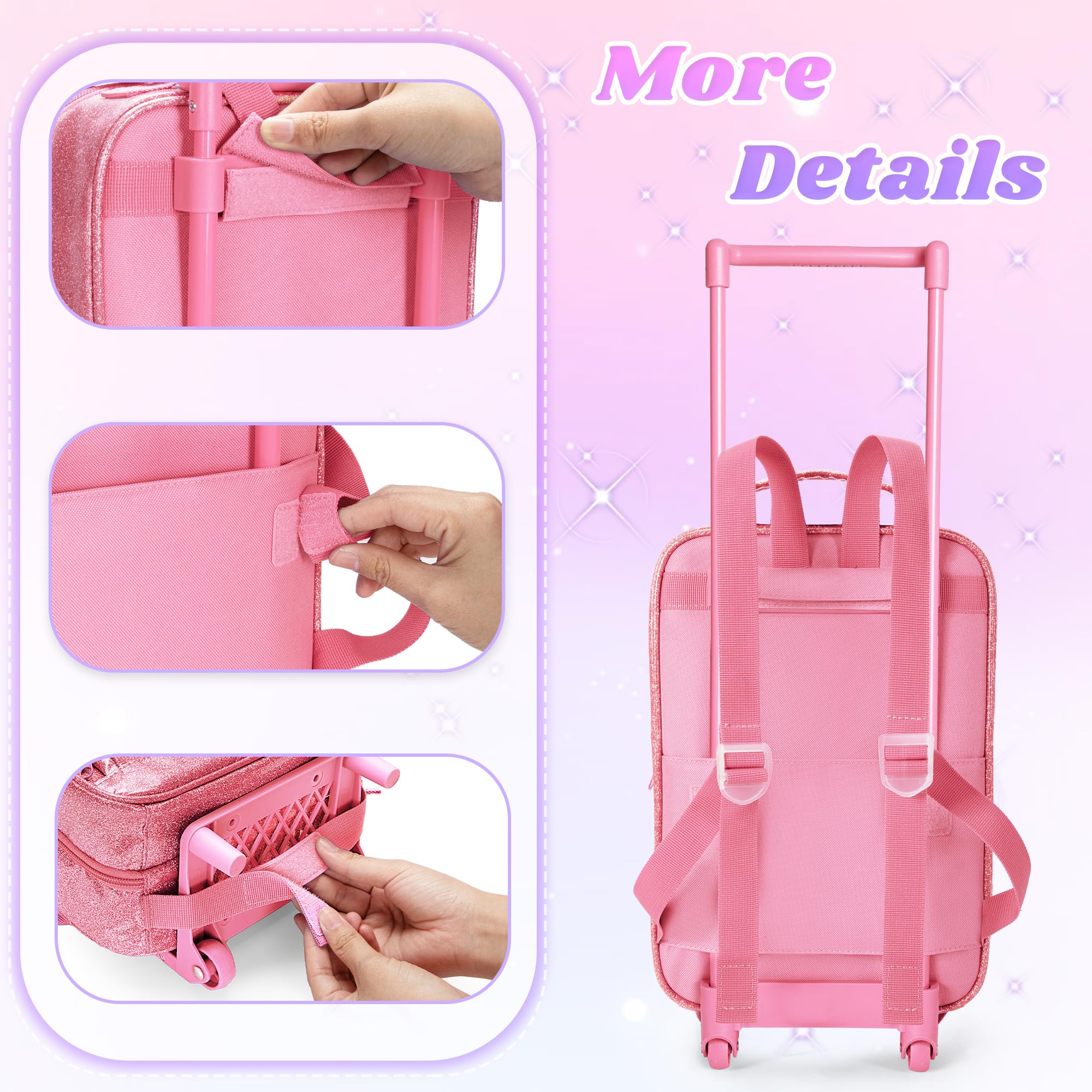 LoDrid Doll Backpack Compatible with Barbie Dolls 12-inch, Doll Carrying Case with Wheel - Image 3