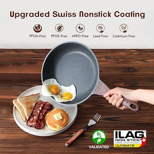 Miniatura 2 de SENSARTE Sartén antiadherente de 8 pulgadas, sartén de chef de piedra saludable, sartén antiadherente de 9.5 pulgadas para estufas, superficie