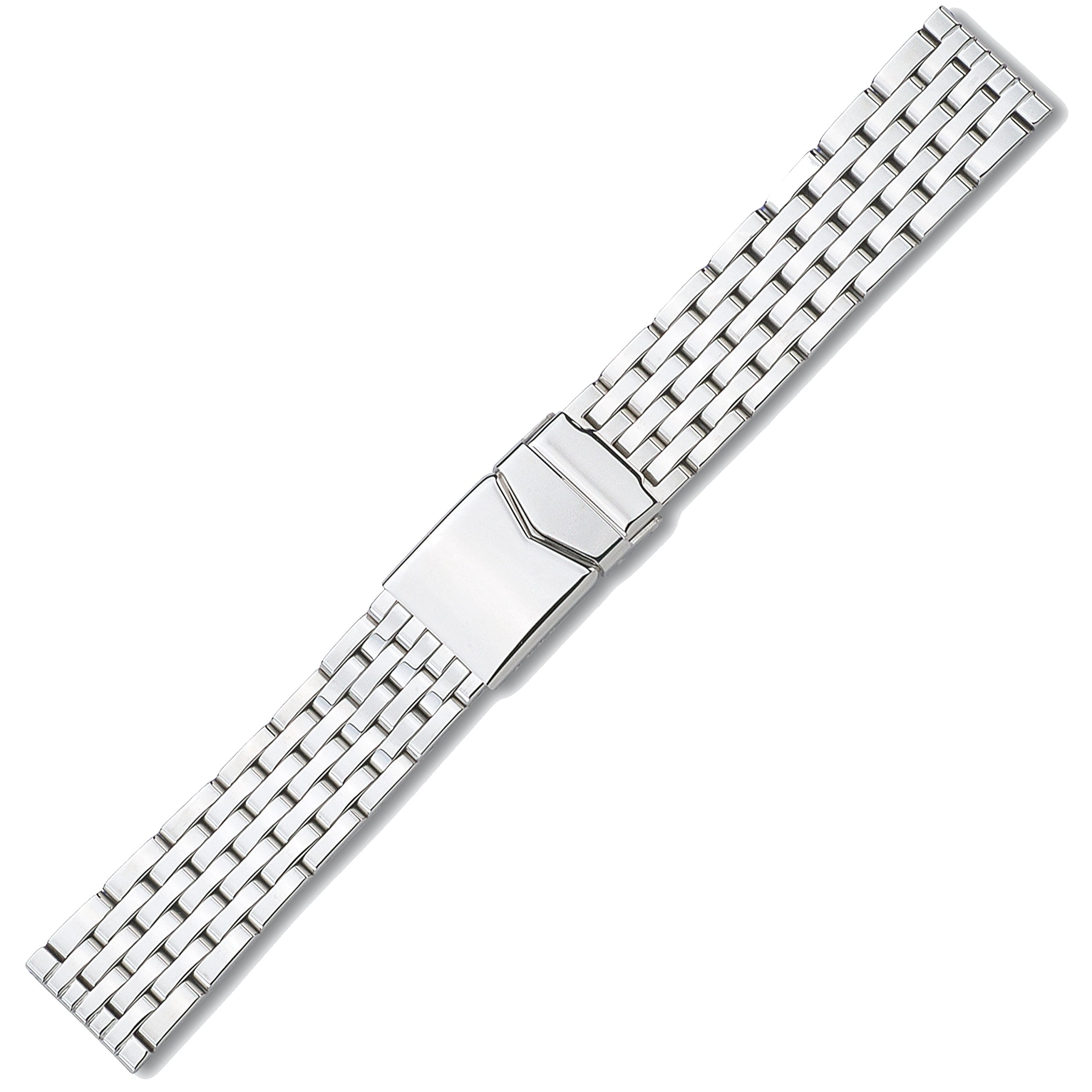 Eichmüller massives Edelstahlarmband M63 18mm Hochglanz mit Sicherheitsfaltsschließe