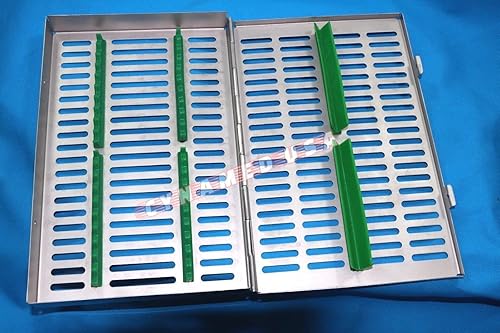 Miniatura 8 de Caja de bandeja de casete de esterilización dental de acero inoxidable alemán para 20 instrumentos, juego de 5 colores