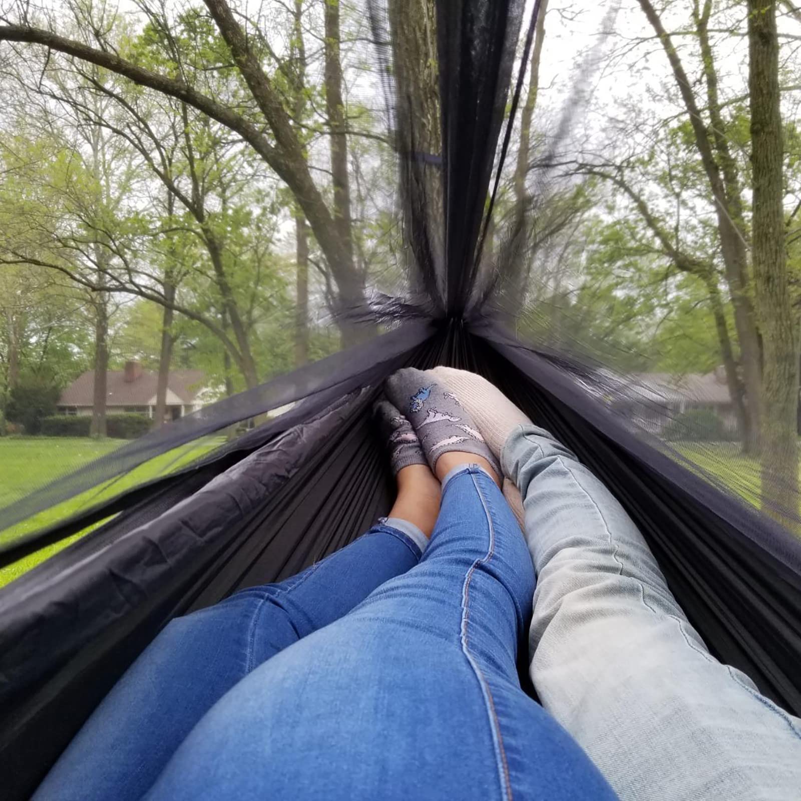 Hängematte, 290 cm × 140 Outdoor mit Netz Ultraleicht Atmungsaktiv