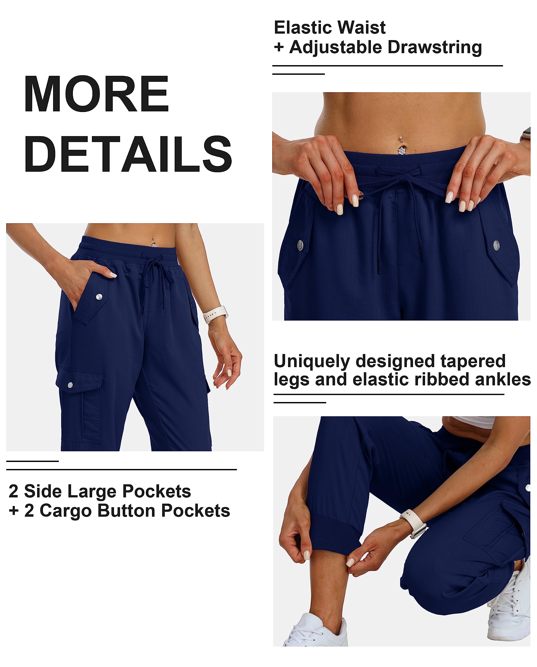 Pantaloni Trekking Donna Estate Cargo Escursionismo Jogging Pantaloni Moto Stretch Leggeri Asciugatura Rapida Casual Pants con Tasca