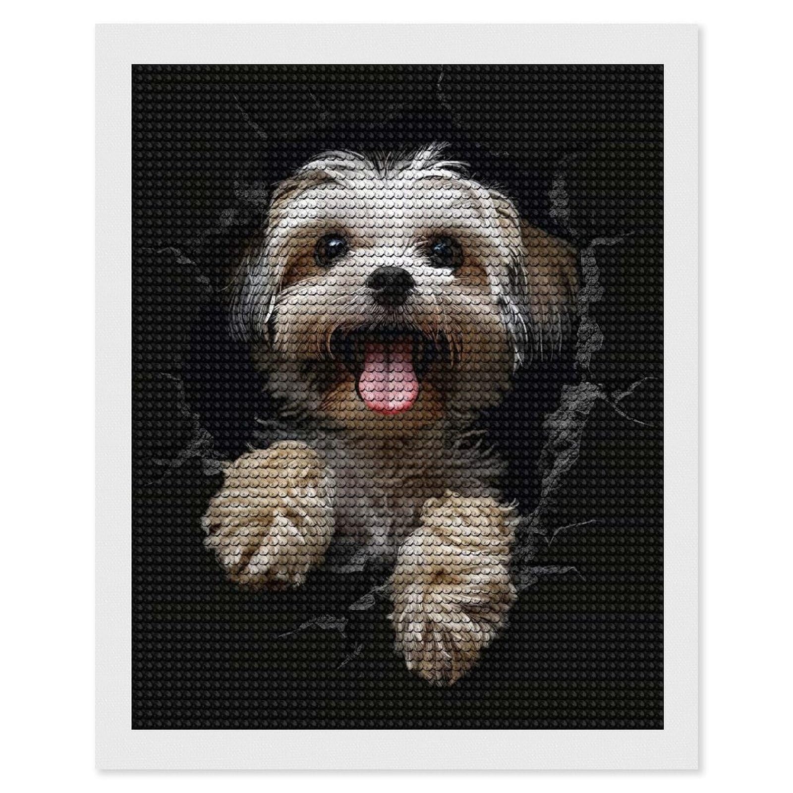 Junmoney Lhasa Apso Dog Diamond Painting Canvas Kit 16"x20", Relaxing DIY, Modern Decor, Aesthetic Room Decor, Home Wall Art, Wall Art Gift