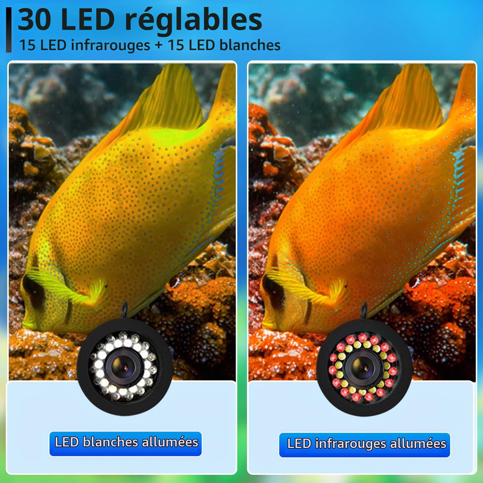 Caméra de Pêche sous-Marine HD 1080P 9 Pouces