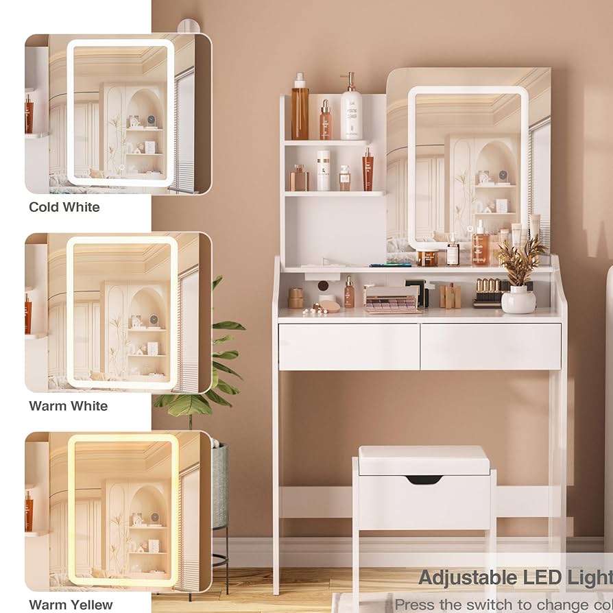 remodel 05 V.A. 『VANITY BOX』 Amazon.com: Vabches Vanity Desk with LED Light Mirror and