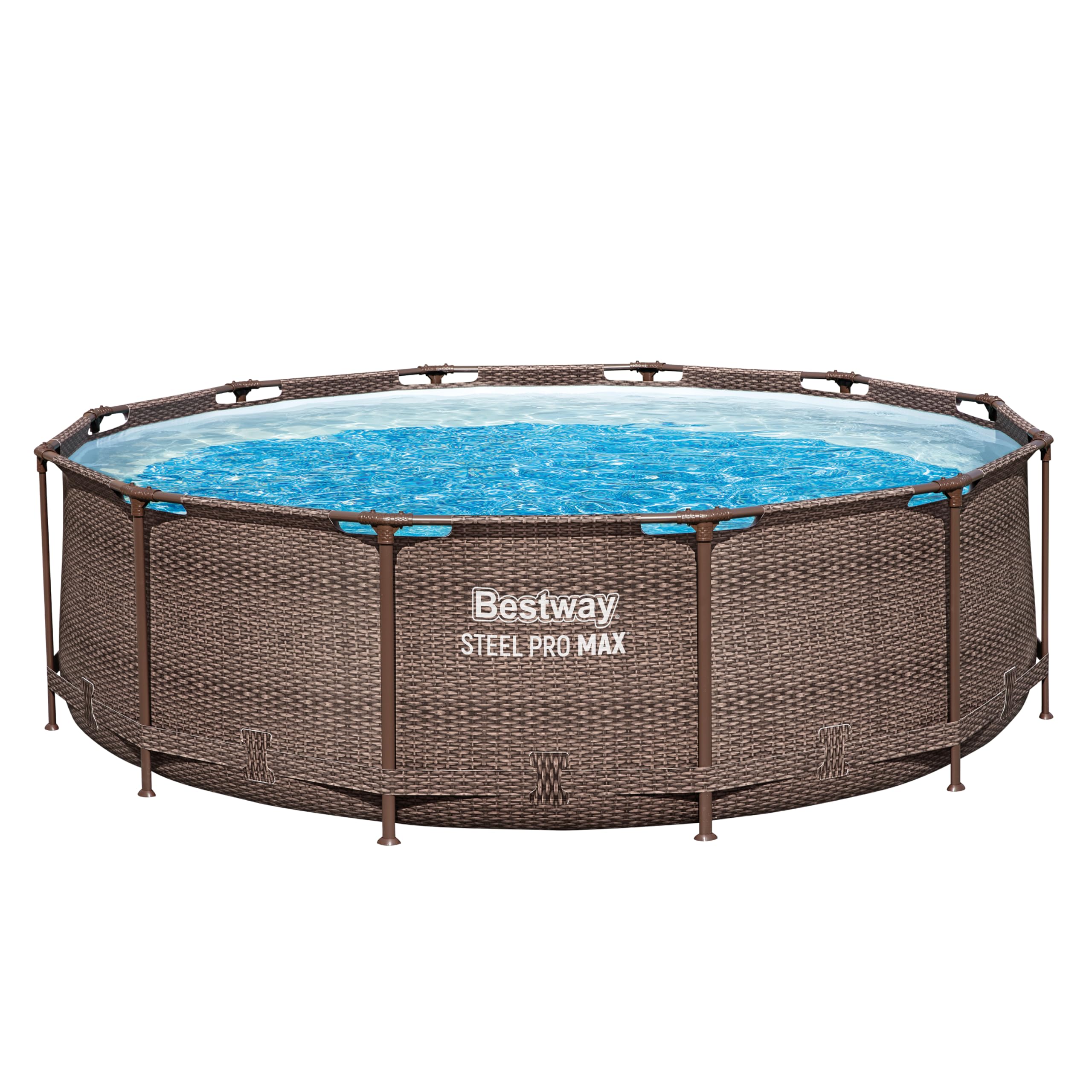 Bestway Steel Pro MAX Solo Pool (Schokobraun) ohne Zubehör 366 x 100 cm für Sommerabende mit Rattan-Optik