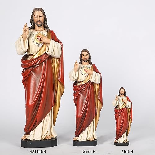 Miniatura 7 de Estatua católica BC del Sagrado Corazón de Jesús, 6" H decoración del hogar de Jesucristo, figura católica coleccionable, regalos religiosos, hecha