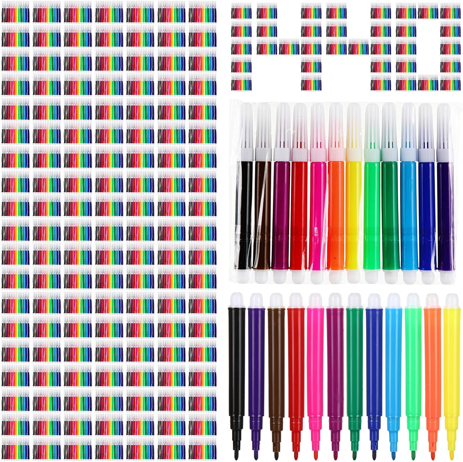 Watersay 1440 Pcs Mini Markers Bulk Colored Pen 3.4 Inch Vibrant Colors Portable Short Colored Markers Assorted Multicolor Watercolor Marker Pen for Adult Office Supplies (12 Colors)