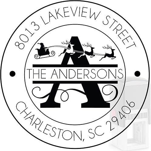 Miniatura 7 de Sello de dirección de Navidad con monograma autoentintado para Navidad, sello de dirección personalizado, más de 10 diseños (Navidad tres)