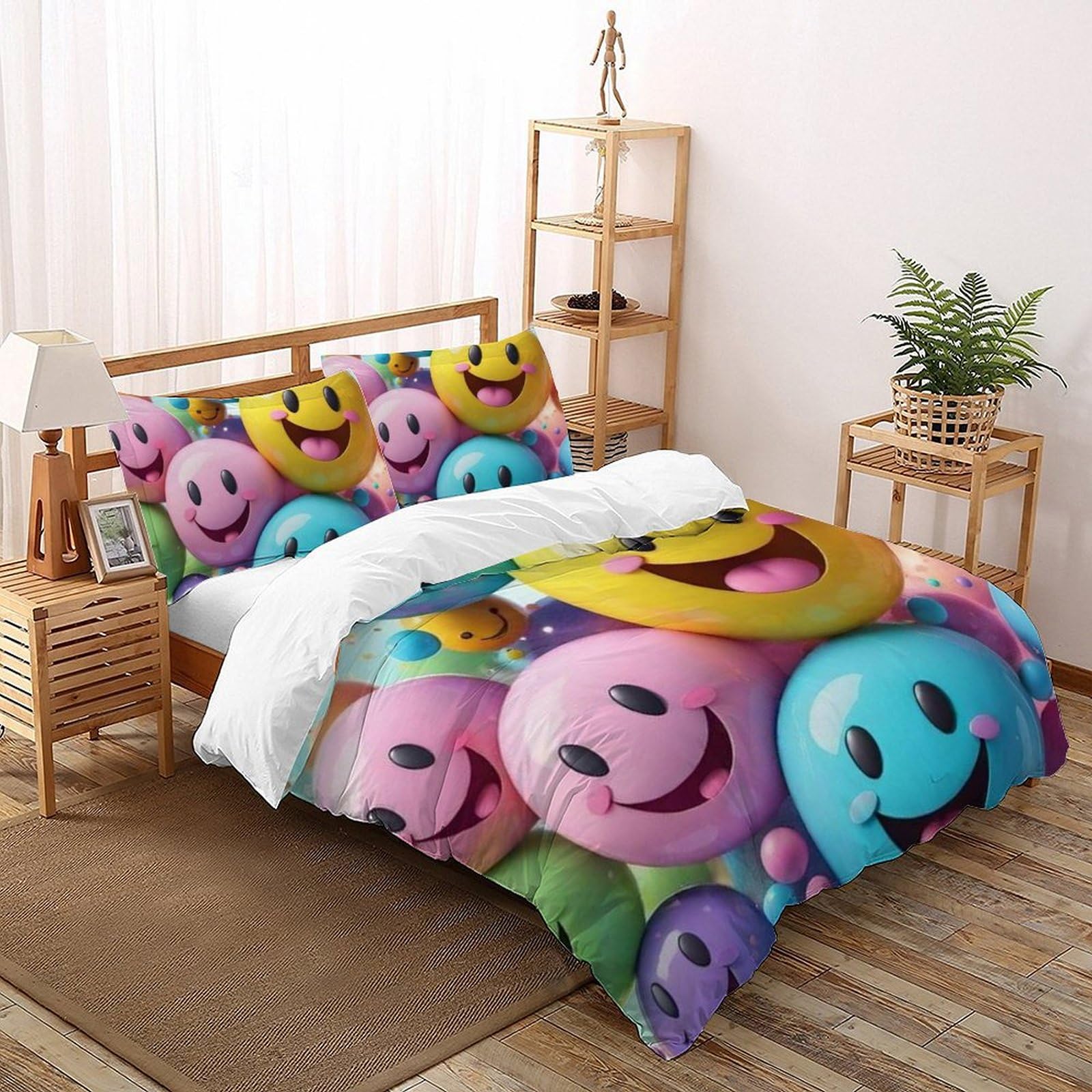 Housse de couette dessin animé 260x220 en microfibre imprimée 3D avec zip