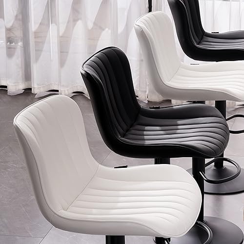 Miniatura 7 de YOUNUOKE Juego de 2 taburetes de bar blancos, taburetes de bar ajustables de altura de mostrador de 24 pulgadas, taburete de bar moderno giratorio