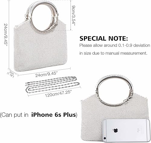 Miniatura 5 de Bolsos de mano para mujer, bolso de mano con diamantes de imitación de cristal, bolsos de mano de noche para fiesta y boda