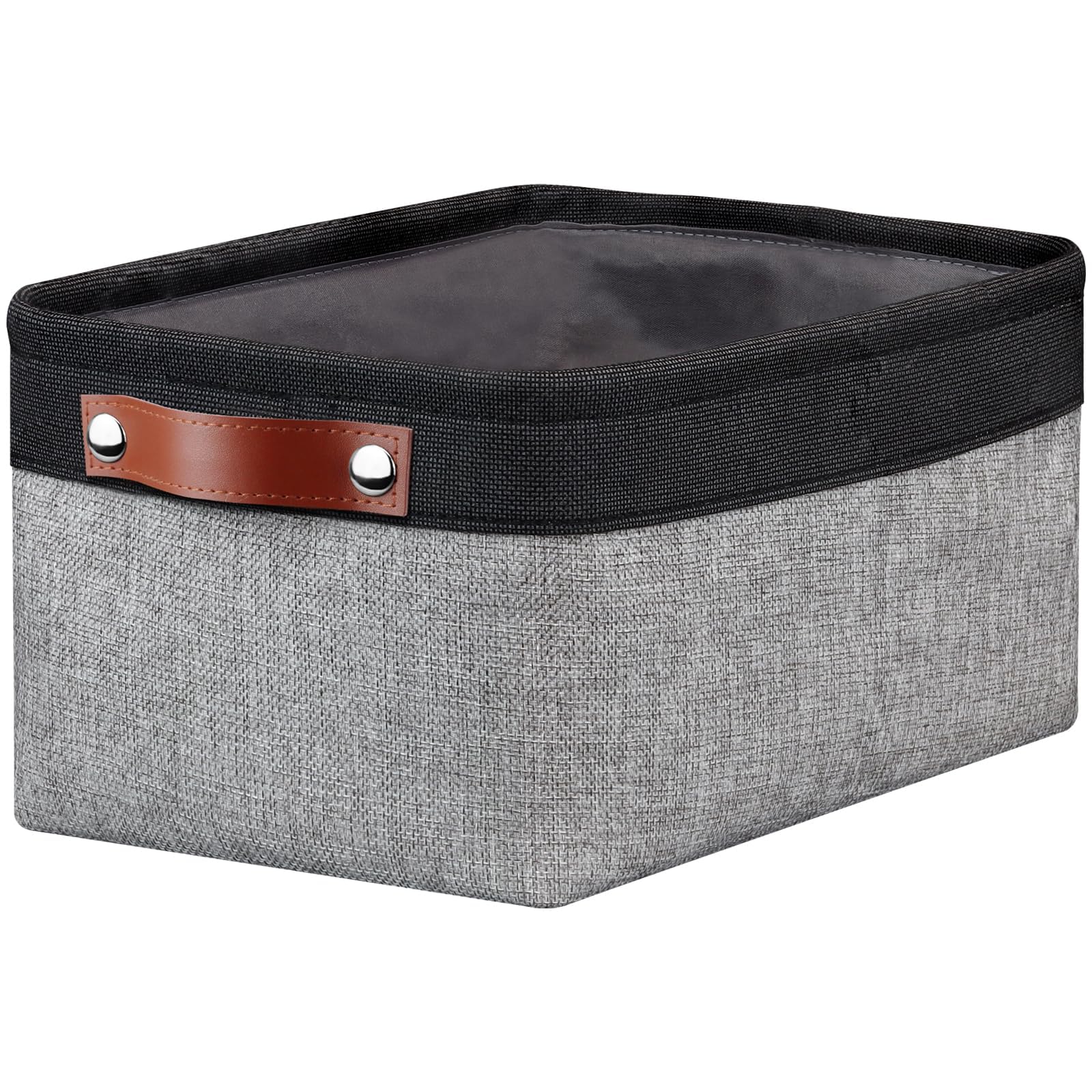 TERRIFI Canvas Linen Storage Baskets, Fabric Storage Baskets with Handles, Foldable Fabric Storage Box, Suitable for Clothes, Toys, Towels, Office Products (Grey Black)