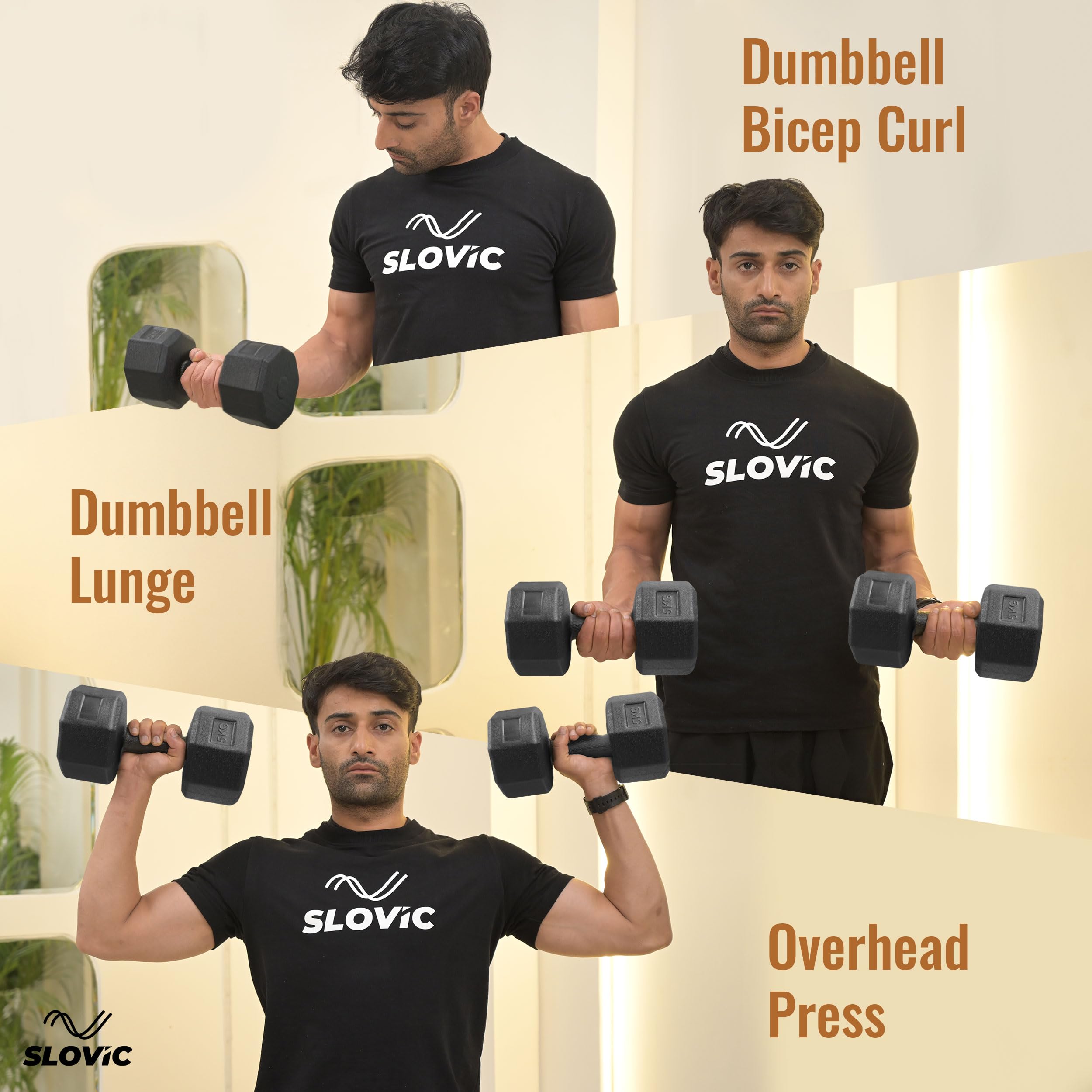 Slovic Dumbbell Set [5 Kg Each] | Home Gym Dumbbells for Daily Workout | Quality Fitness Equipment for Strength Training | Non-Slip Coated Handle | Perfect for Women & Men