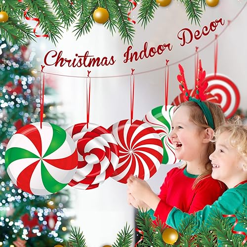 Miniatura 5 de Paquete de 24 letreros de Navidad de menta para patio, letrero de jardín con estacas y lazo, letreros de Navidad para patio al aire libre, adornos