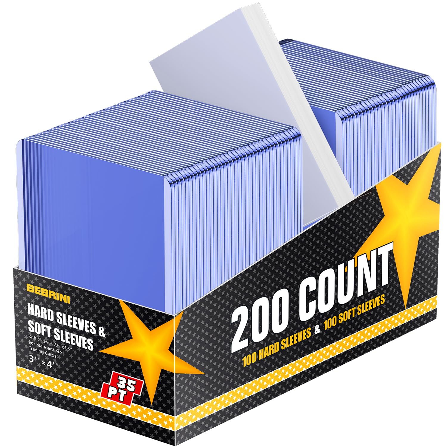 200 Count Hard Card Sleeves Premium Plastic Card Sleeves Sports Baseball Trading PKM Cards Holder Protectors 100 Hard