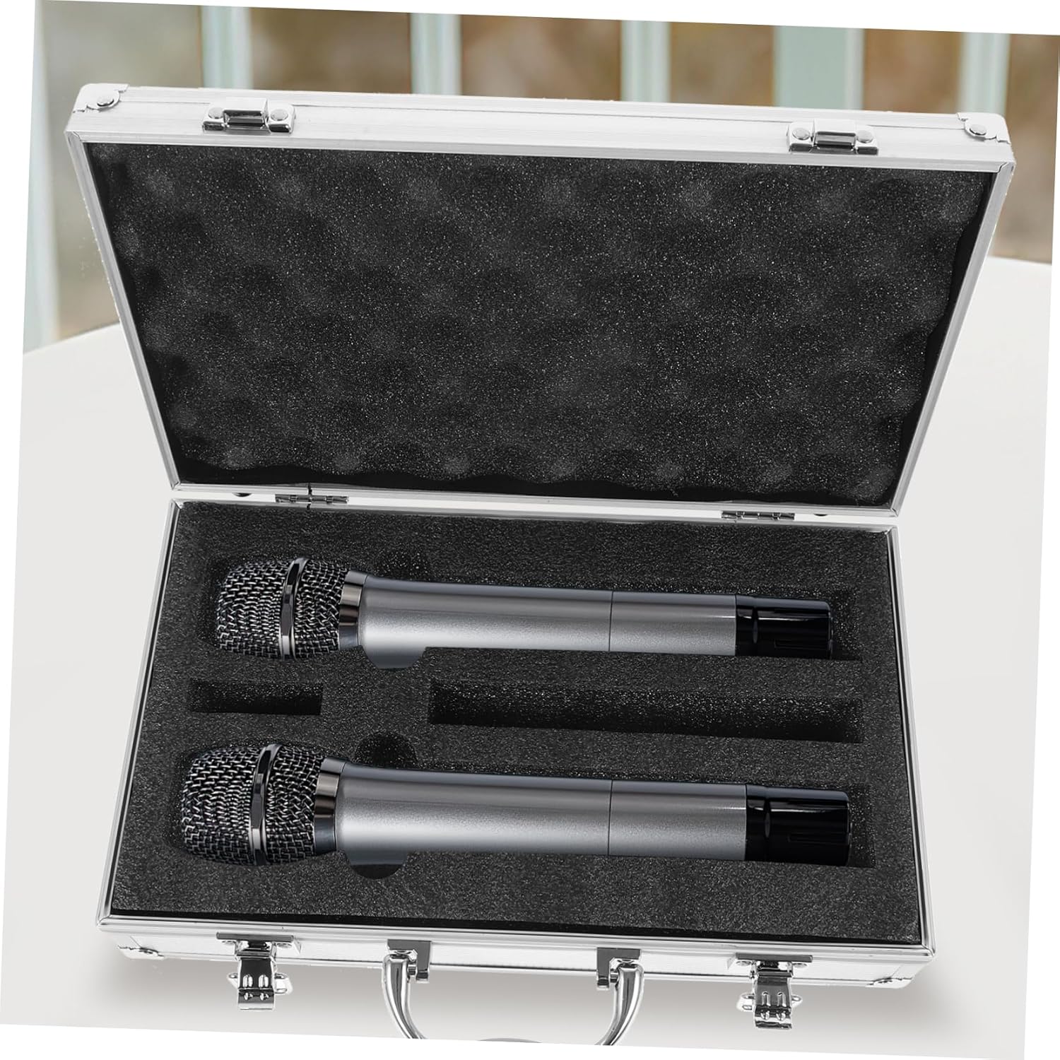 Microphone Carrying Case with Handle Portable Storage Box for Handheld Microphones for Travel and Ktv Use Lightweight Organizer for Cables and Accessories