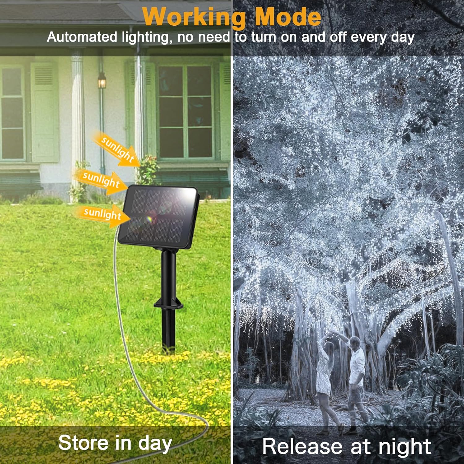 FFZZKJ Solar Lights Outdoor Garden Waterproof Total 240LED 12Mx2 Pack Outdoor Solar Lights for Garden Patio Balcony Terrace Veranda Tree, Cold White 5 813JC6R8AHL. AC SL1500