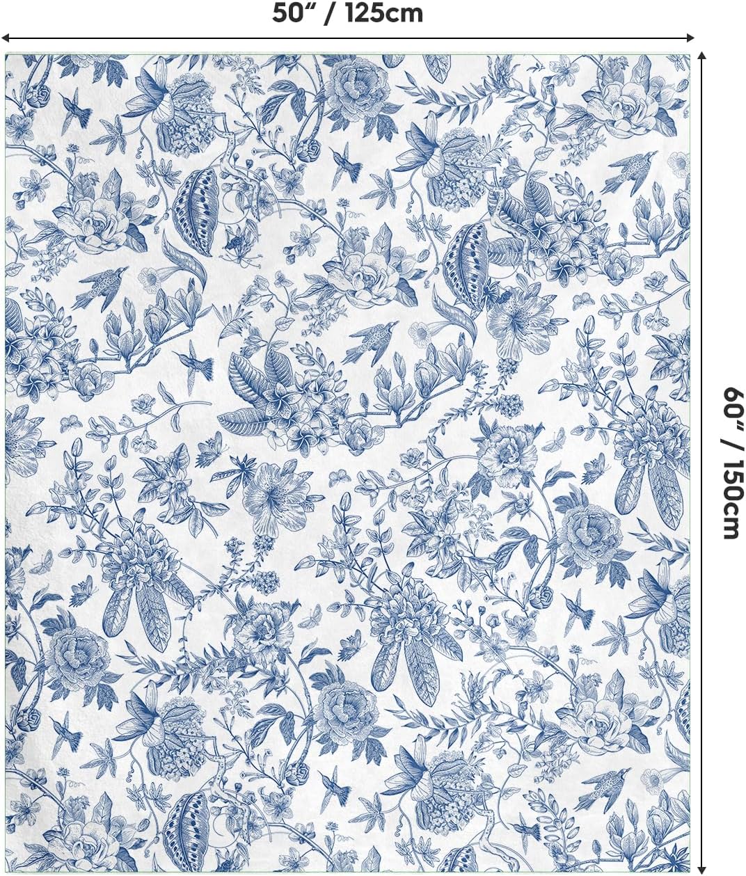 Horaldaily Spring Summer Flannel Blanket Throw, Blue Hand-Drawn Flowers Soft Fuzzy Plush Cozy Fleece Blankets for Couch Sofa Bed Lounging, Ideal Gifts for Kids Adults Self, 50x60 - Image 5