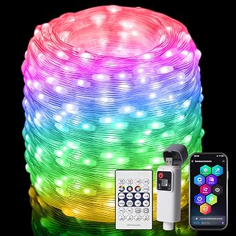RGB Smart IC String Lights Indoor, 66FT 200 LEDs Rechargeable Lights