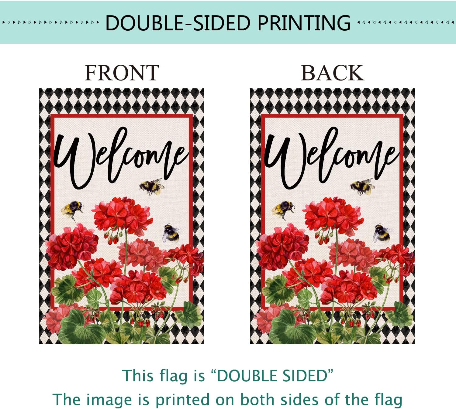Baccessor 2 PCS Baccessor Boxwood Wreath Welcome Garden Flag Double Sided 12.5X18 and Spring Summer Flower Garden Flag