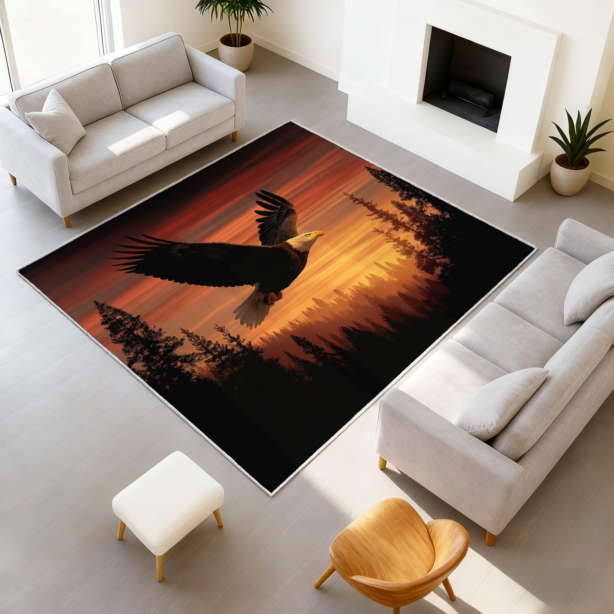 Tapis lavable antidérapant oiseau 90x150 cm pour salon et chambre