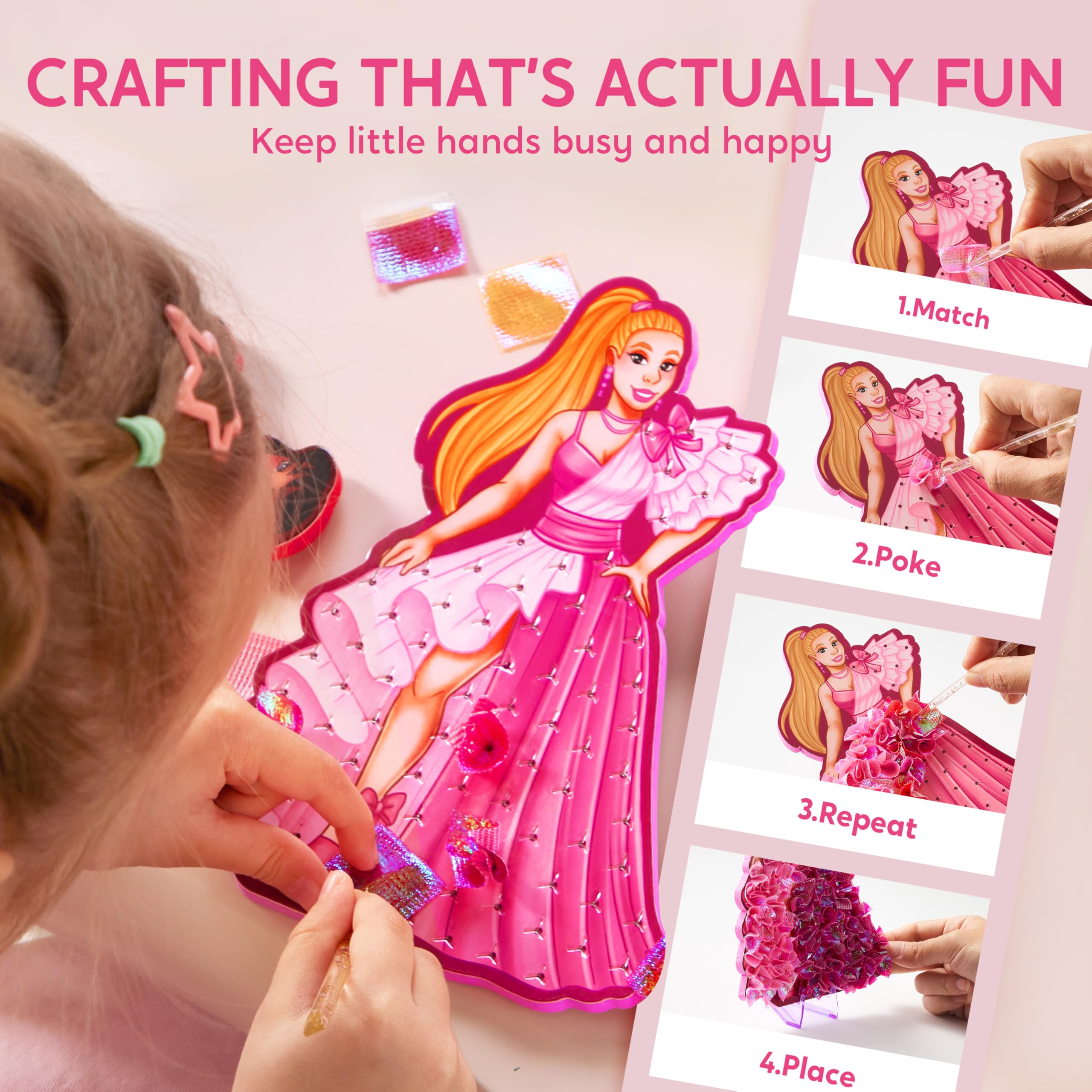 Klever Kits Poke in Fun Art Craft Kits for Girls Ages 4-8, Princess Dress-up, Art Activities, DIY Craft Kits, Birthday Gifts for Kids Ages 4 5 6 7 8+ - 5