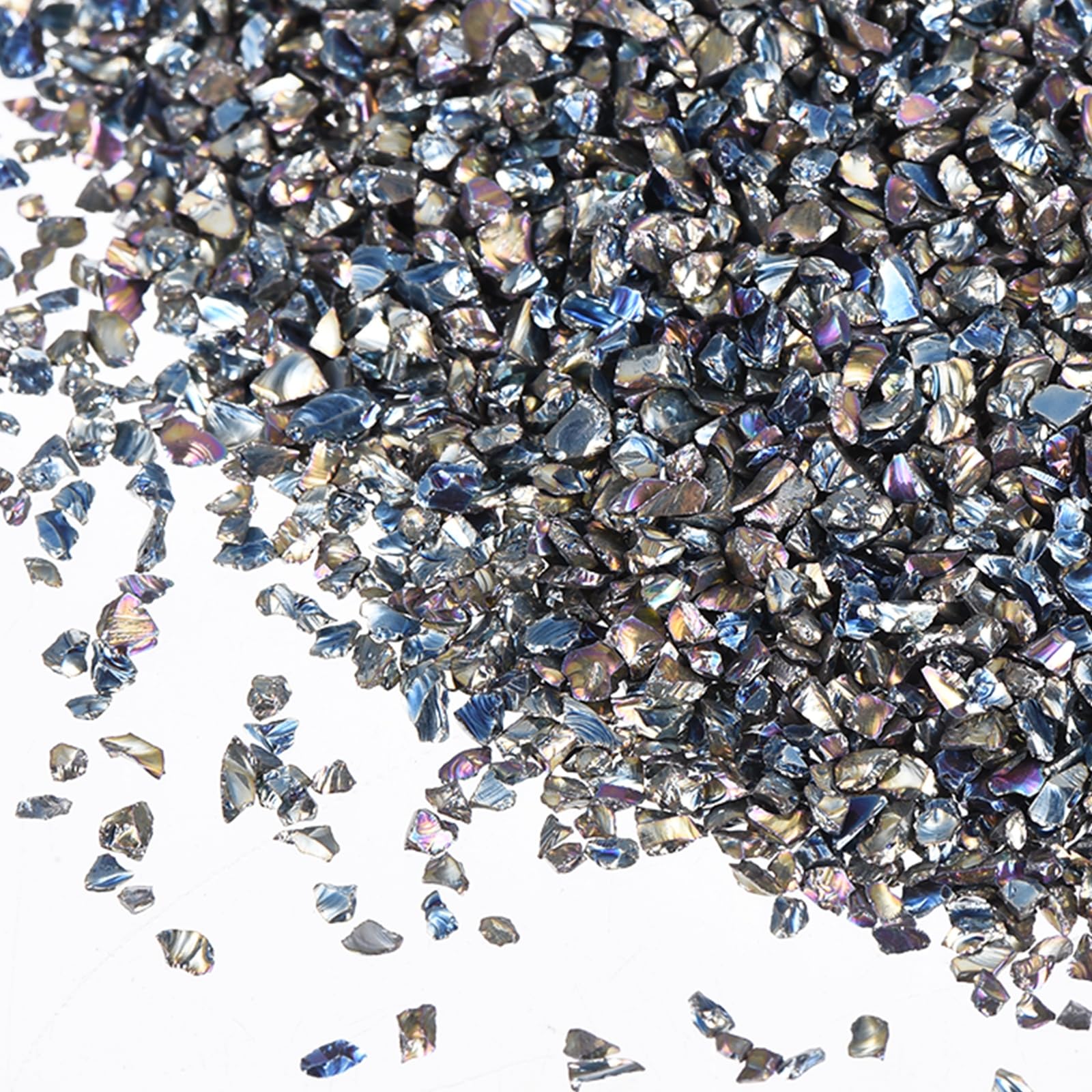 sourcing map Crushed Glass for Resin Art, 150g Medium Irregular Metallic Chunky Chips Small Broken Crushed Glass Glitter Pieces for Crafts DIY Vase Filler Jewelry Making Decor, AB Colors