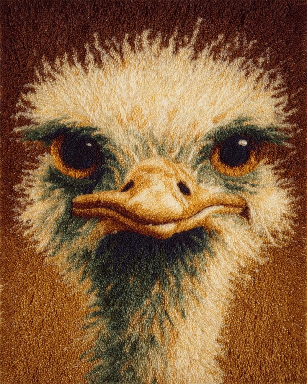 Henypt DIY Latch Hook Rug Kit Ostrich Portrait 80x160cm