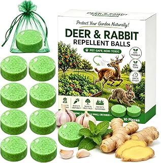 Deer Repellent Balls, Rabbit Repellent Outdoor for Plants with 120-Day Long Lasting Slow-Release Formula, Weatherproof Animal Deterrent for Garden, Attic, and Vehicle Engine Bay