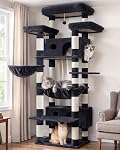 Gitelsnour Cat Tree for Indoor Cats Large Adult, 74" Cat Tower for with 3 Big Platforms, 2 Baskets, 2 Condos, Multi-Level Cat Scratching Posts, Smoky Gray GCT030G