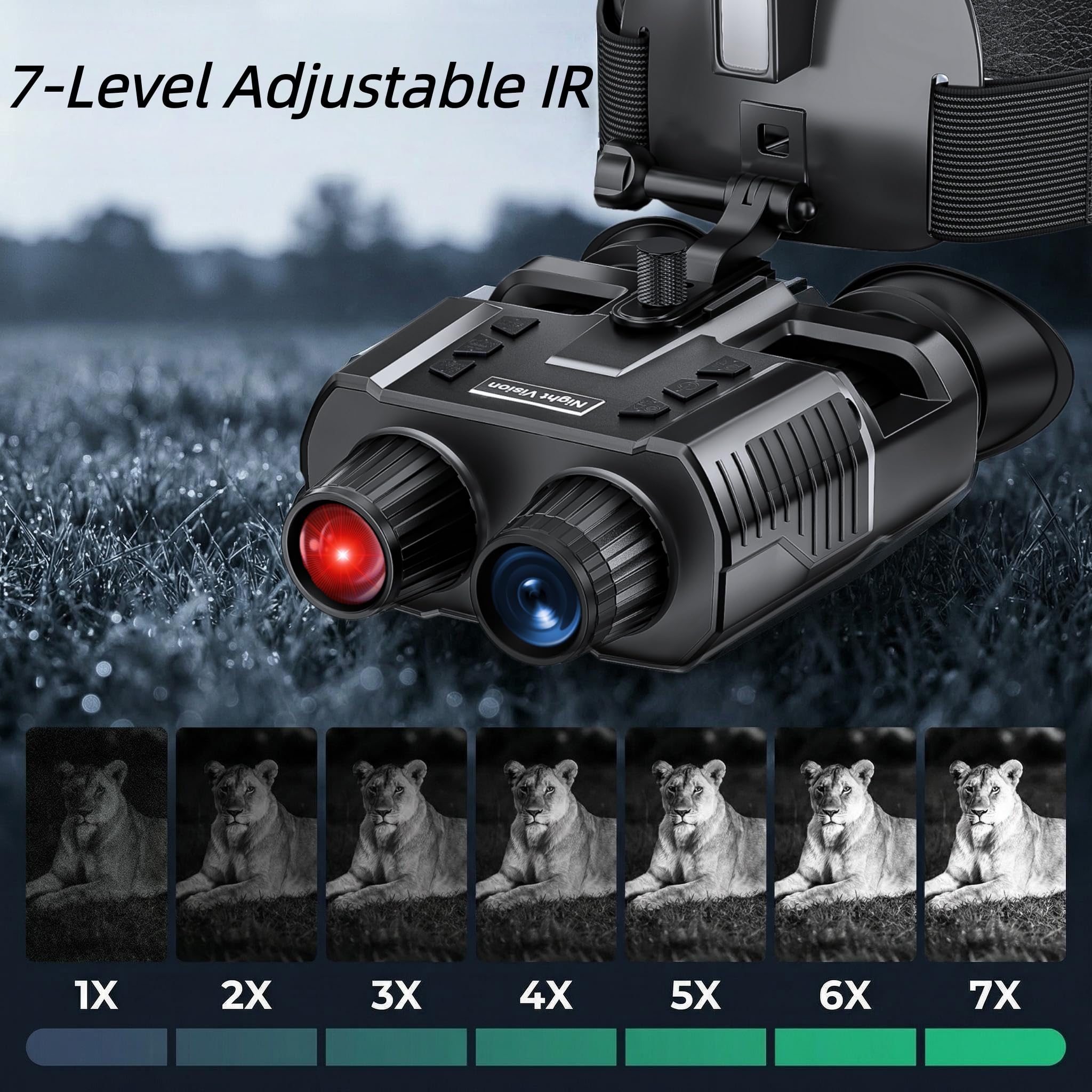 Lunettes de vision nocturne HD 3D à vision nocturne avec zoom numérique 8X 7 niveaux IR 3000 mAh pour la chasse, la sécurité et les activités de plein air