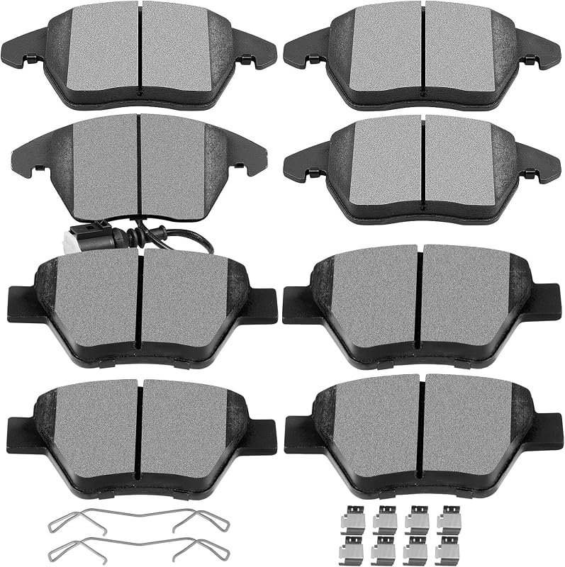 Jogo de pastilhas de freio dianteiras cerâmicas e traseiras semimetálicas SCITOO D1107 D1456 para Audi e Volkswagen – 8 unidades