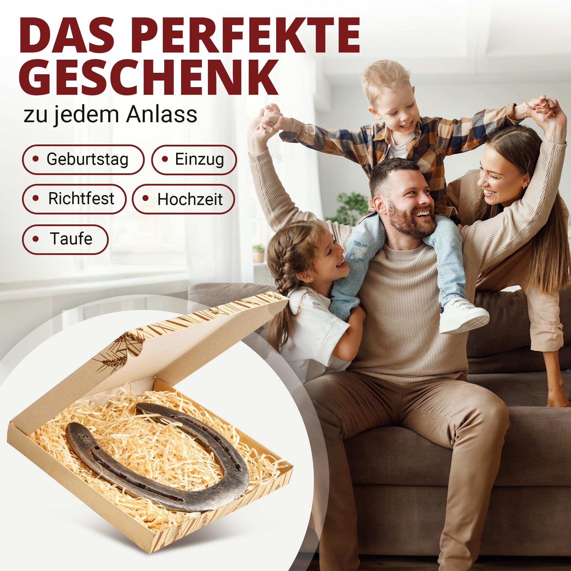 PURAJA Hufeisen Geschenk | Echtes getragenes Hufeisen | Glücksbringer zum Geburtstag, Einzug, Richtfest, zur Hochzeit, Taufe oder Geburt | Original inkl. Echtheitszertifikat