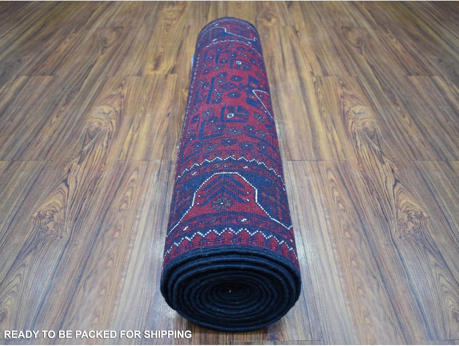 Deep and Saturated Red Natural Dyes Afghan Khamyab Pure Wool with Geometric Design Hand Knotted Runner Oriental Rug (2'10"x12'8")