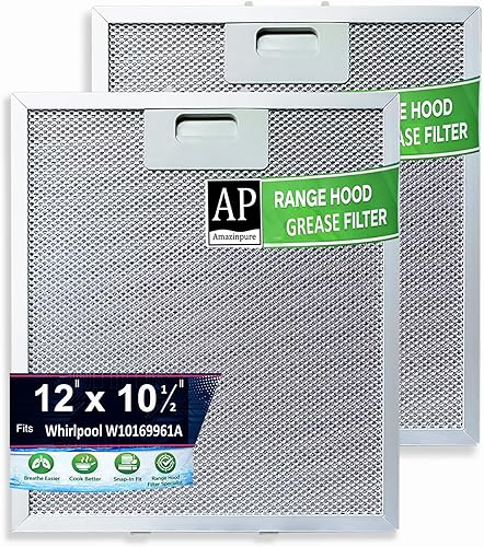 W10169961A - Filtro de grasa de campana de rango independiente de 10.5 x 12 pulgadas (10.512 x 12.008 in) compatible con Whirlpool Range