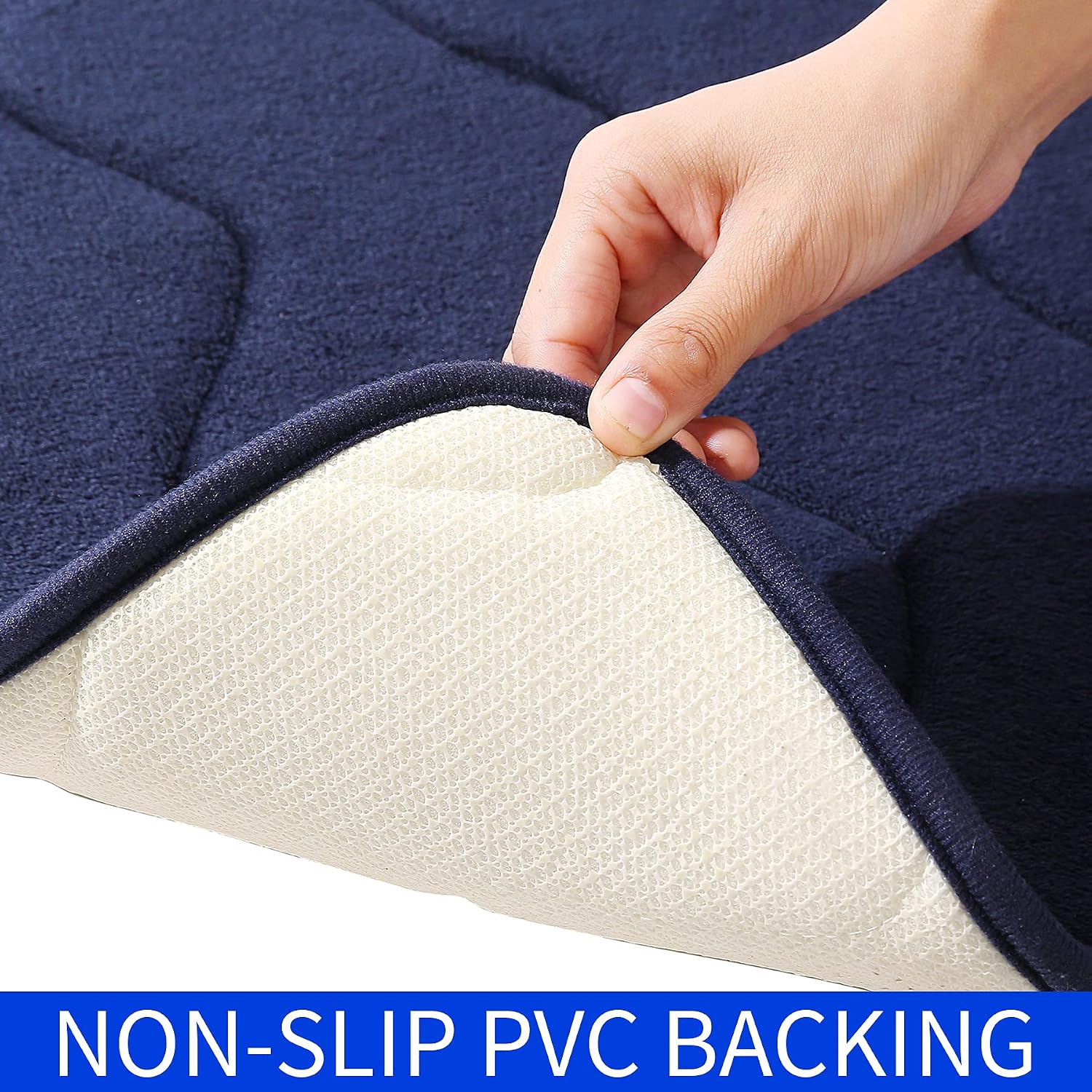 EFORPAD Memory Foam Bath Mat, 24 x 44.1 Inch, Non Slip Bathroom Rugs, Super Soft Absorbent Carpet Pad for Kitchen Bathroom Toilet Floors(Navy)