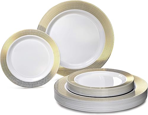 Miniatura 3 de Ocasiones- Juego de 120 platos de plástico desechables  platos de cena 60 x 10.25 pulgadas + plato de ensaladapostre de 60 x 7.5 pulgadas