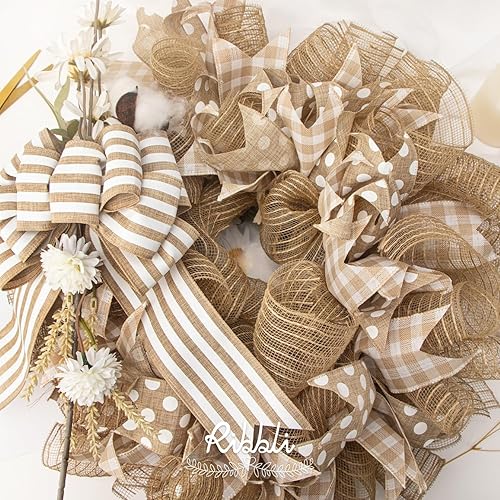 Miniatura 4 de Ribbli 2 rollos de cinta de malla metálica blanca con lámina plateada y tira de purpurina, cinta de Navidad para árbol de Navidad, guirnaldas,